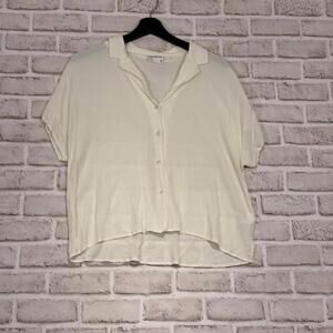 Frank and Oak Short Sleeve Ivory Blouse Lenzing/Viscose Women's L